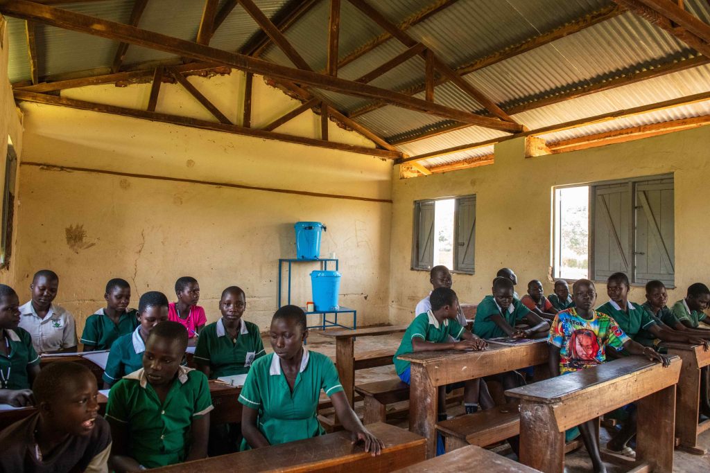 A Sawyer filter system in a classroom