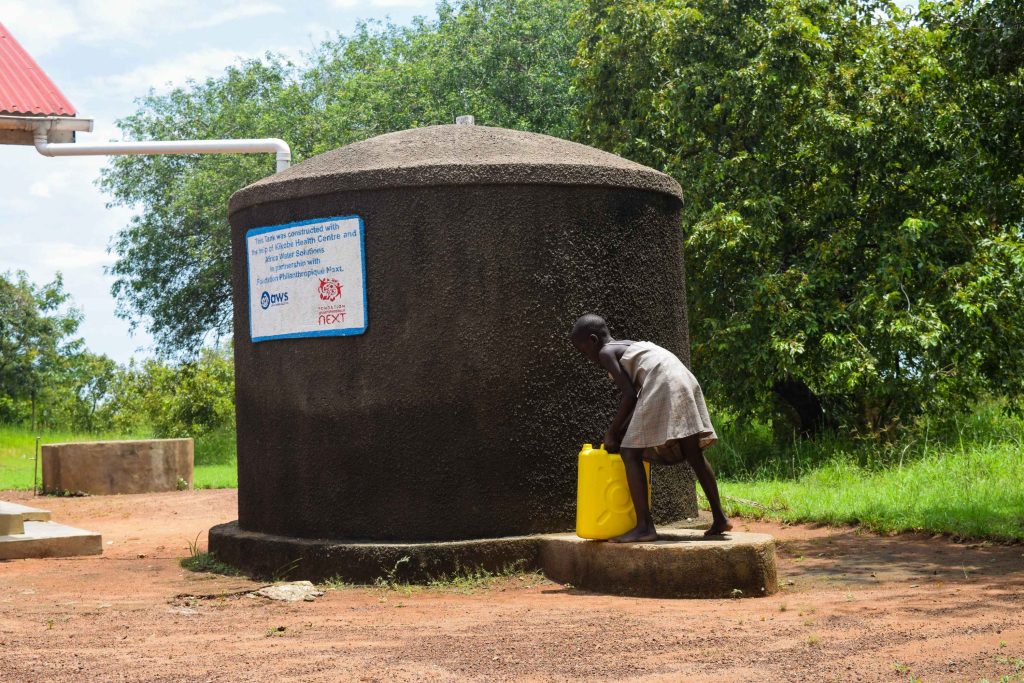 Rain water harvesting tank at Kikobe HC II