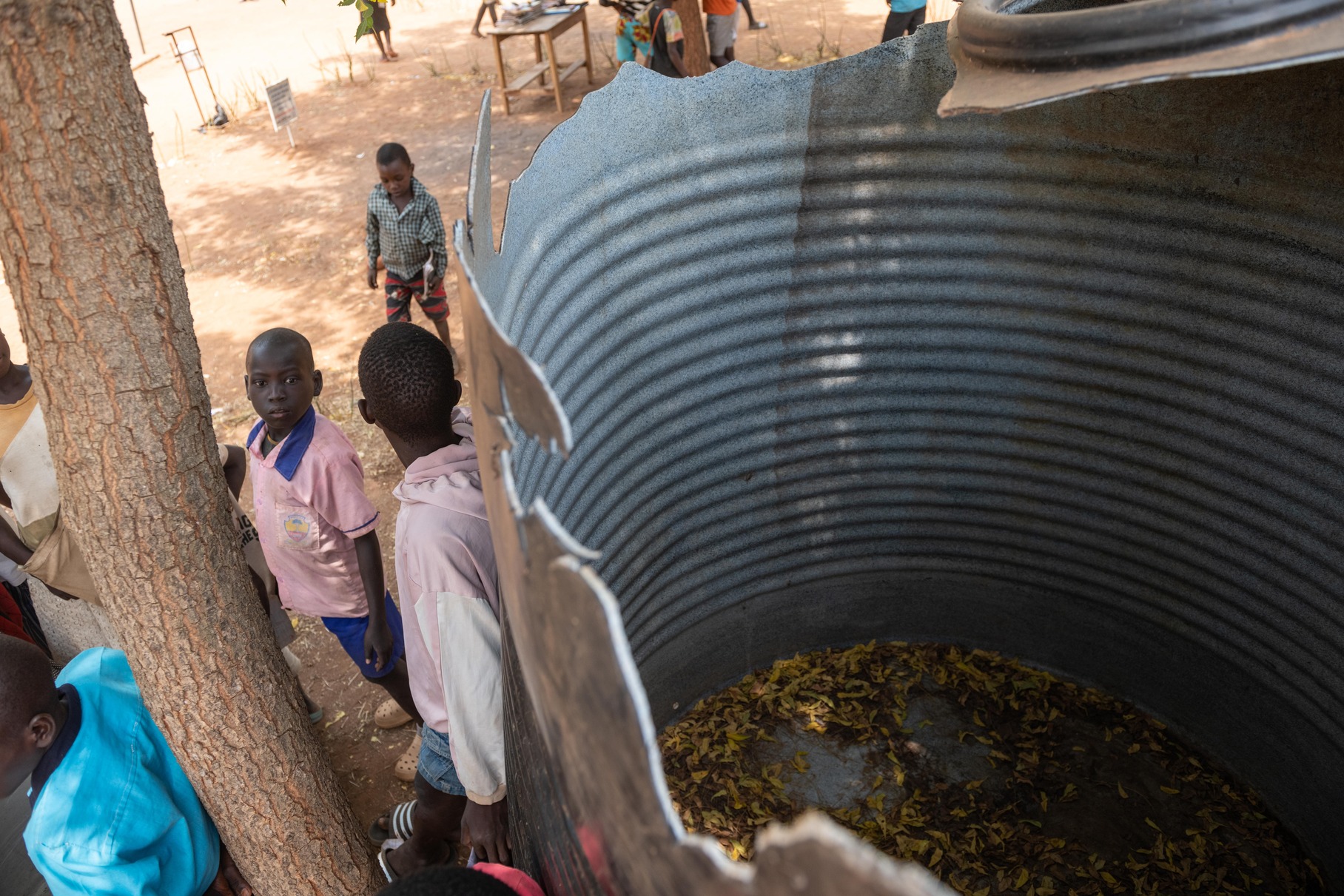 A broken water tank